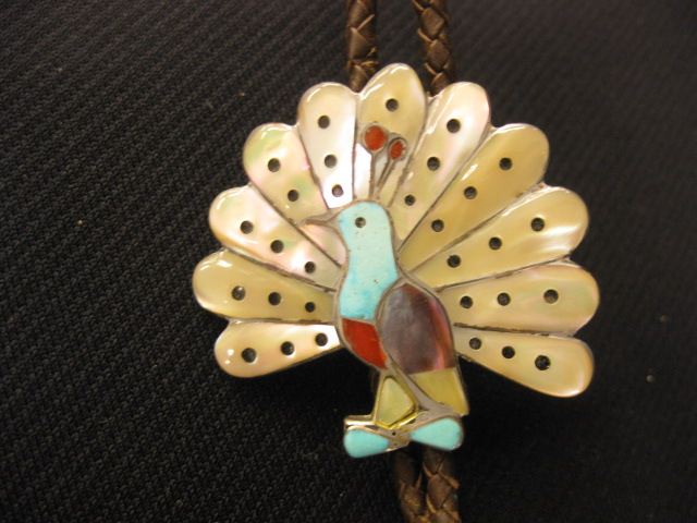 Indian Bolo Tie figural peacock 14bf30