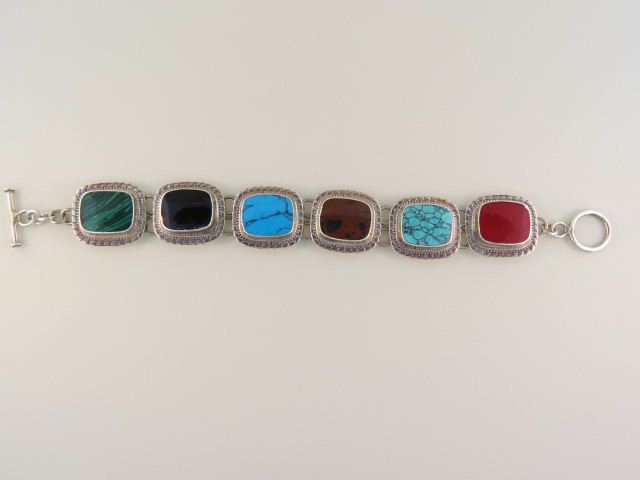 Sterling Silver & Stone Bracelet with