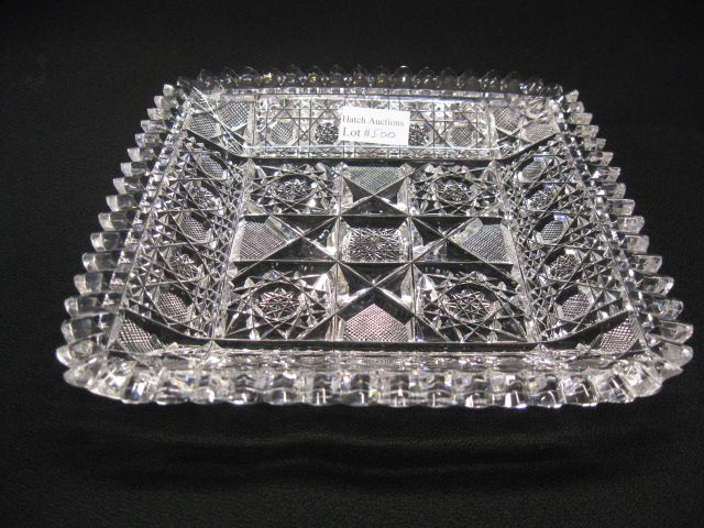 Brilliant Cut Glass Square Dish or Tray