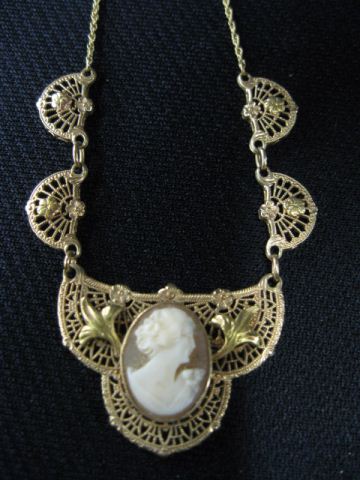 Cameo Necklace carved shell portrait 14bf55