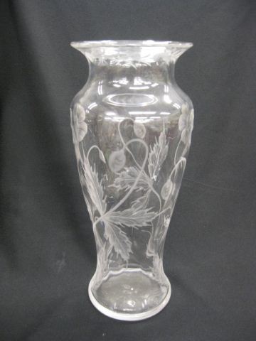 Sinclaire Engraved Glass Vase Poppy pattern 14bf64
