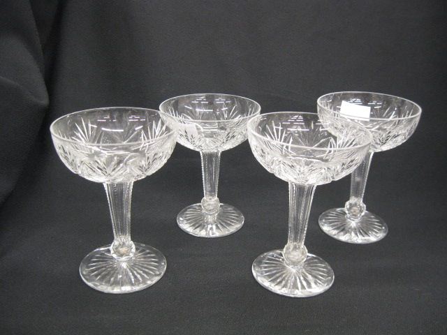 4 Cut Glass Champagne Glasses hollow 14bf60