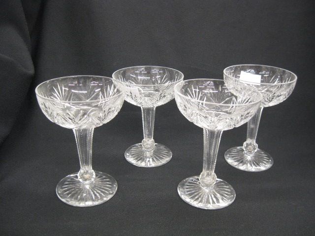 4 Cut Glass Champagne Glasses hollow