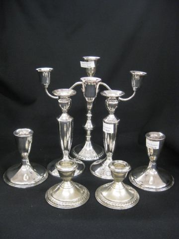 7 pc Lot of Sterling Silver Candleholders 14bf8e