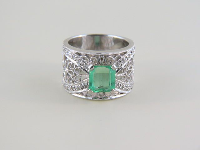 Emerald Diamond Ring 1 31 carat 14bfab