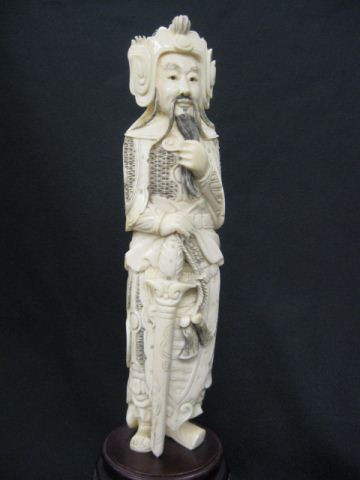 Chinese Carved Ivory Figurine of a Warrior