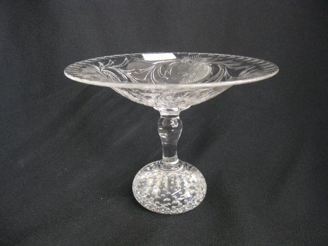 Pairpoint Engraved Crystal Compote elaborate