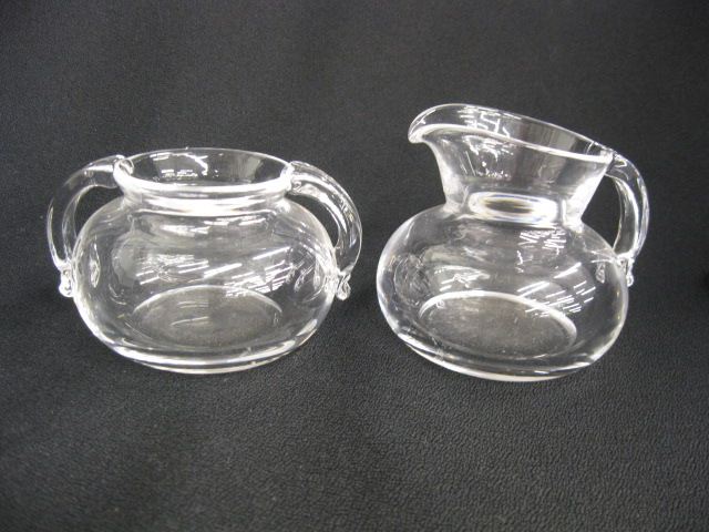 Steuben Crystal Creamer & Sugar signed