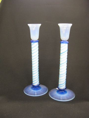 Fry Opalescent Art Glass Candlesticks 14c055