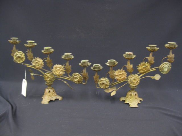 Pair of Bronzed Candelabra floral 14c07e