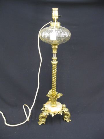 Victorian Brass Onyx Lamp with 14c076