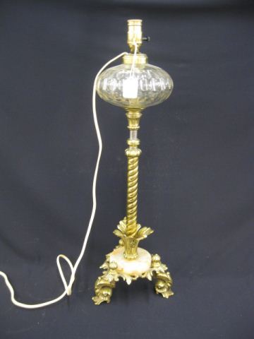 Victorian Brass & Onyx Lamp with