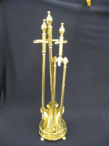 Brass Fireplace Tool Set polished.