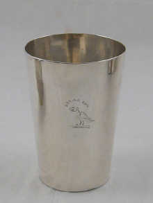 A silver campaign beaker of plain form