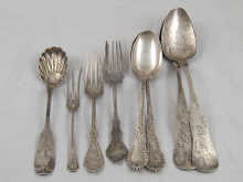 Five American silver spoons and