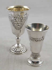 Two modern silver kiddush cups