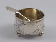Russian silver A salt with engraved 149b0e