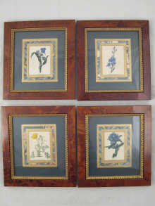 A set of six framed hand coloured