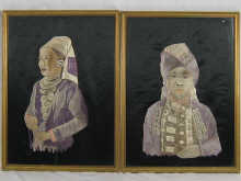 A pair of hand embroidered portraits 149bbf