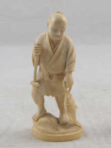 A signed Japanese ivory carving of a