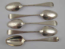 Five Hanoverian shellback teaspoons 149bf5