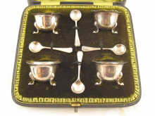 Silver A boxed set of four salts
