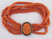 A five strand coral bracelet with 149c97