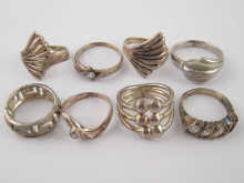Eight silver and white metal (tests