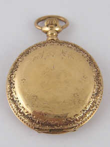 A gold plated Waltham hunter fob