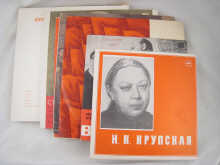 Nine Russian gramophone records featuring
