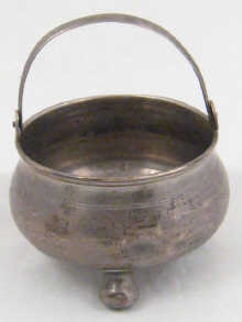 A Russian silver cauldron on three ball