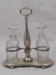 A two bottle Russian silver cruet 149d7c