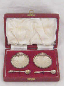 A pair of hallmarked silver shell