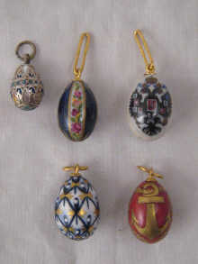 Five Russian enamel egg pendants 149dae