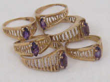 Six hallmarked 9 carat gold rings