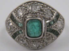 A French hallmarked platinum emerald