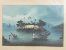 Two gouache on board harbour scenes