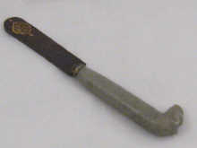 A green jade handled knife with