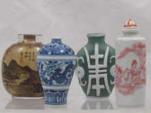 Four Chinese snuff bottles three being