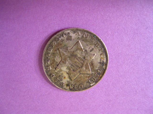 1851 Three Cent Silver extra fine +.