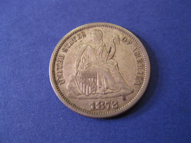 1872 U.S. Liberty Seated Dime A.U.