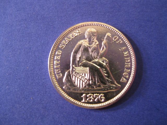 1876 U.S. Liberty Seated Dime A.U.