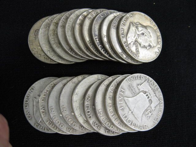 20 Franklin Half Dollars silver mixed