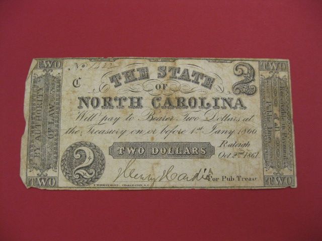 1861 North Carolina $2.00 Civil