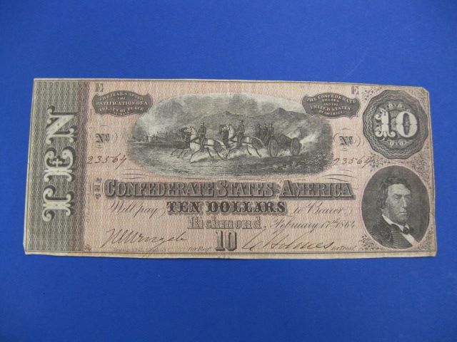 1864 Confederate $10.00 Note Richmond