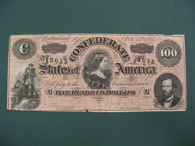 1864 Confederate $100.00 Note Richmond