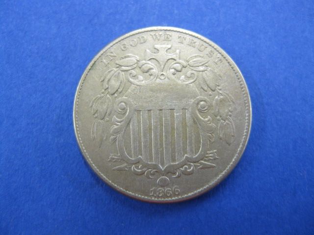 1866 U S Shield Nickel with rays 149fe2