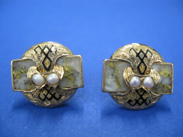 Victorian Gold Quartz & 14k Earringswith