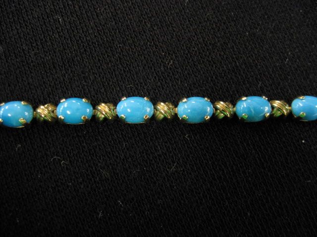 Turquoise Bracelet 17 oval cabachon 14a0ac