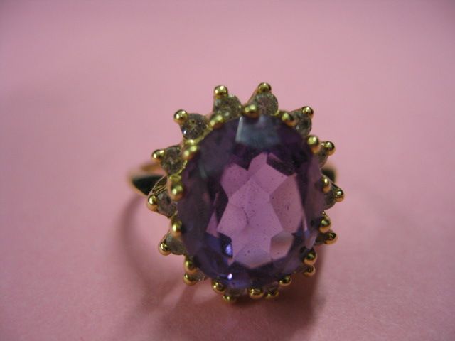 Amethyst Diamond Ring five carat 14a0c3